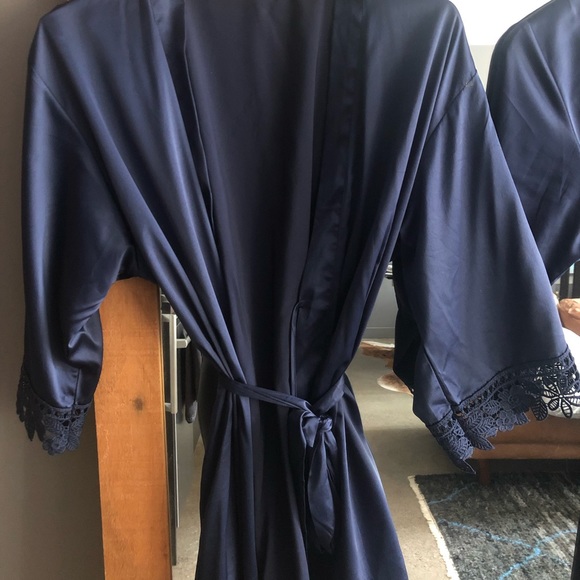 Two Silk Navy Blue Getting Ready Robes - Picture 2 of 4
